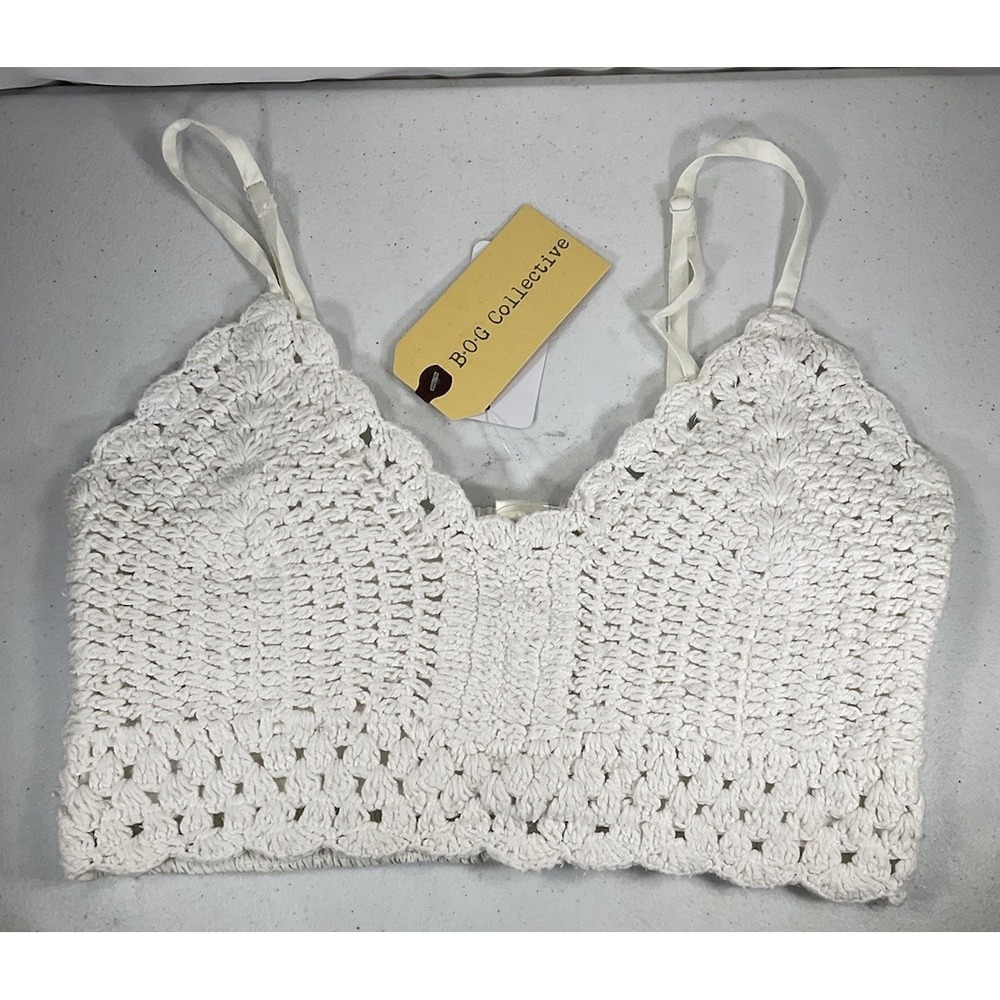 New With Tags BOG Collective Crochet Crop Top/Bralette Bra Top Size S